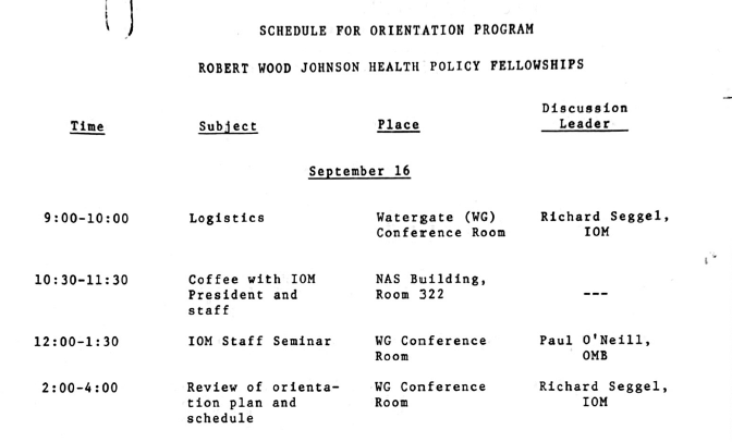1974 day one schedule