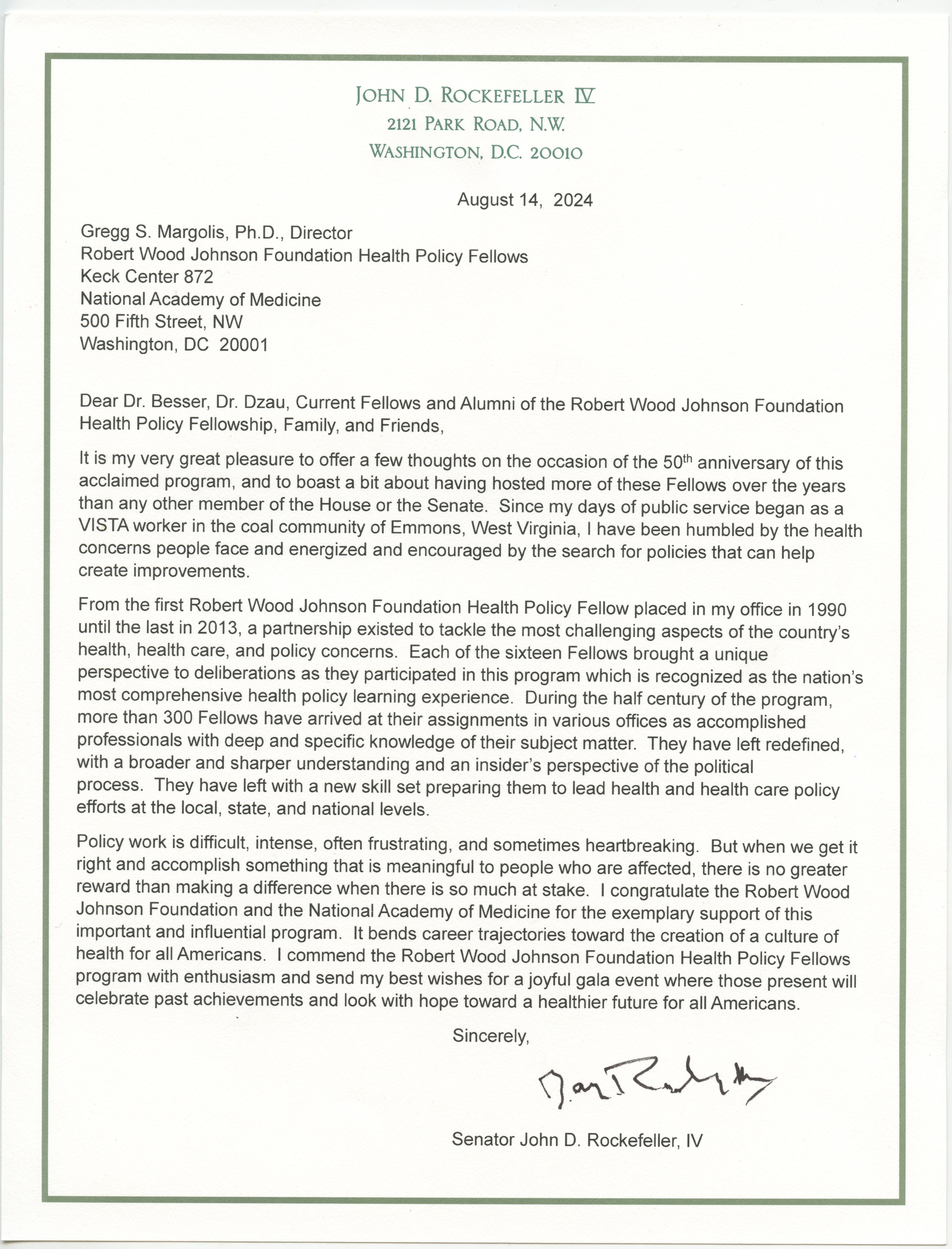 Rockefeller Letter
